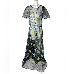 LuLaRoe Deanne II Black Floral Mesh Dress